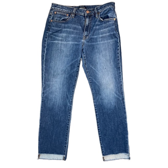 J. Crew Slim Boyfriend High Waisted Step Hem Jeans Blue Denim Size 27 - Picture 3 of 10